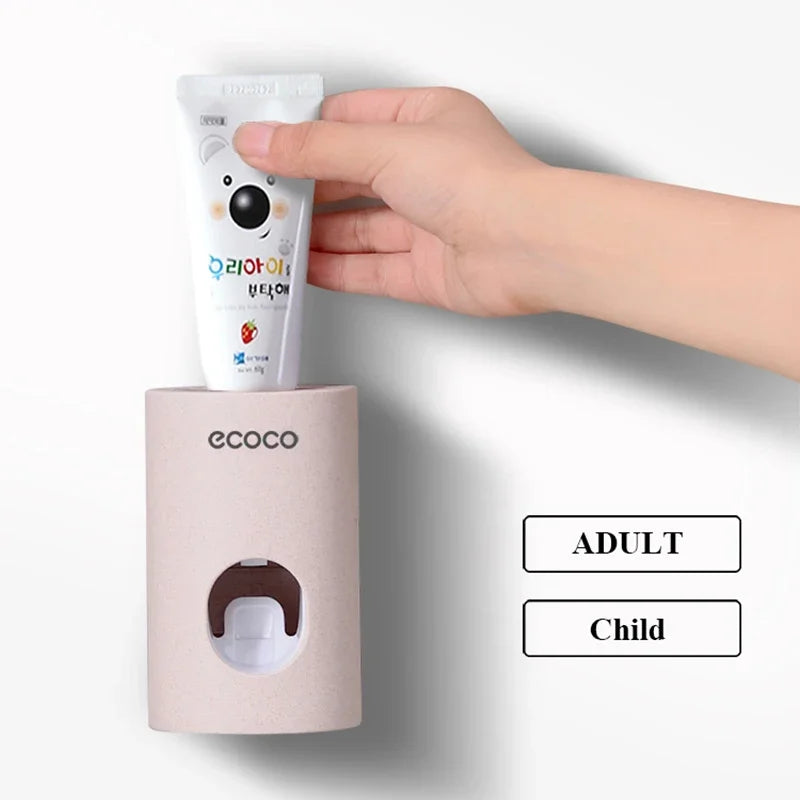 Automatic Toothpaste Dispenser Toothbrush Holder Wall Mount Squeezer