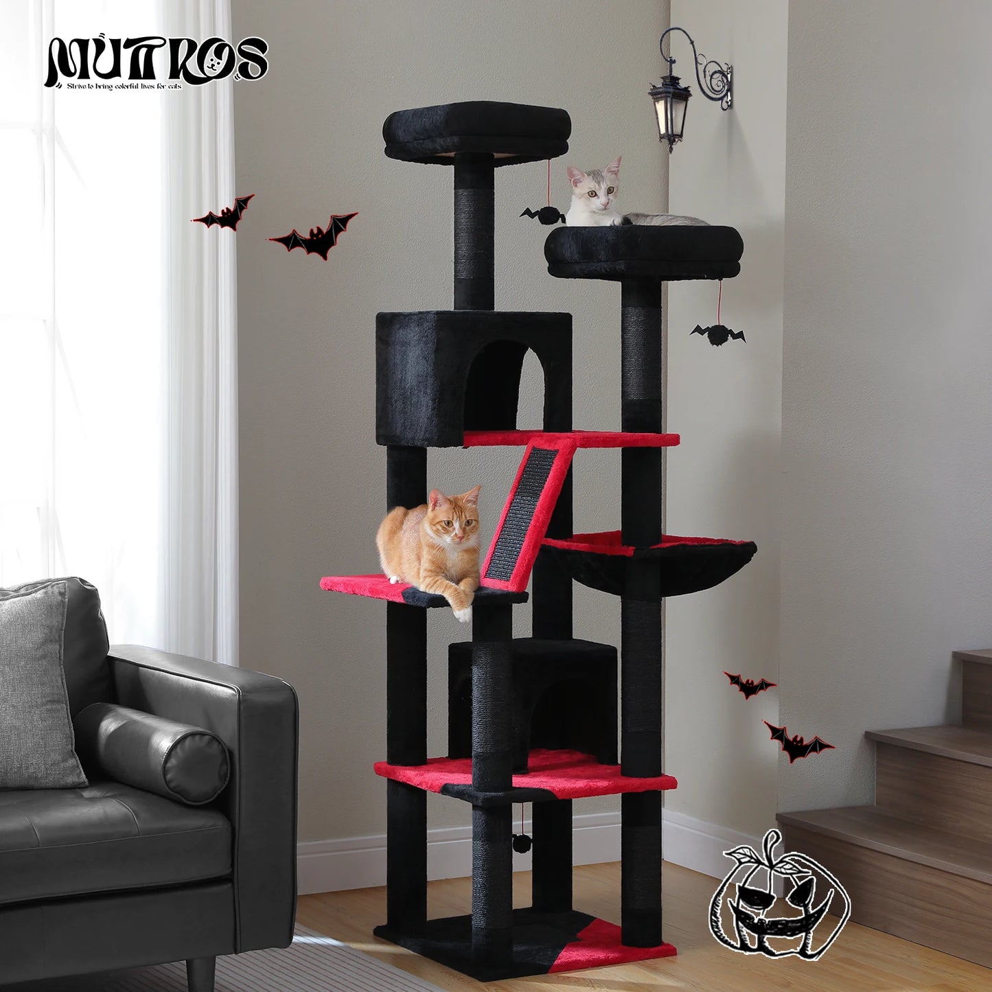 PAWZ Road Five Level Cat Tree Tower With Plush Condo Scratching Posts Boards