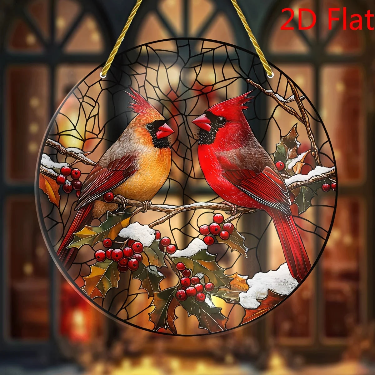Hign-concerned Bird Themed 2D Acrylic Cardinal Suncatcher