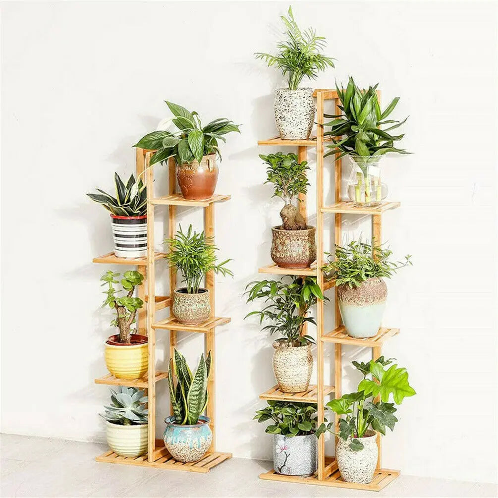 Bamboo 5 Tier Plant Stand Rack Indoor Outdoor