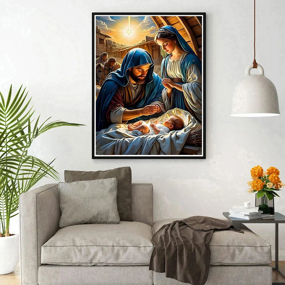 Frame DIY Jesus Diamond Painting Kit Round Full Drill