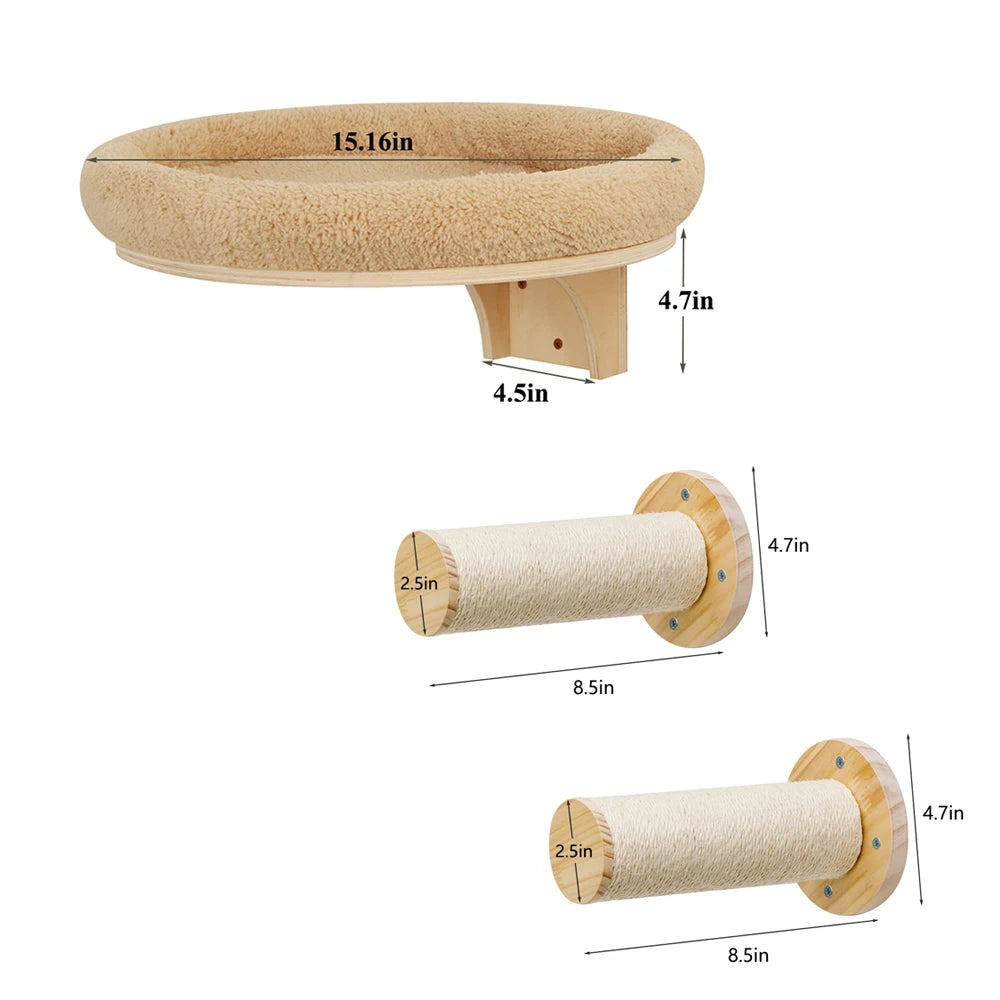 PETRAVELCN Cat Wall Mounted Climbing Ladder With Post