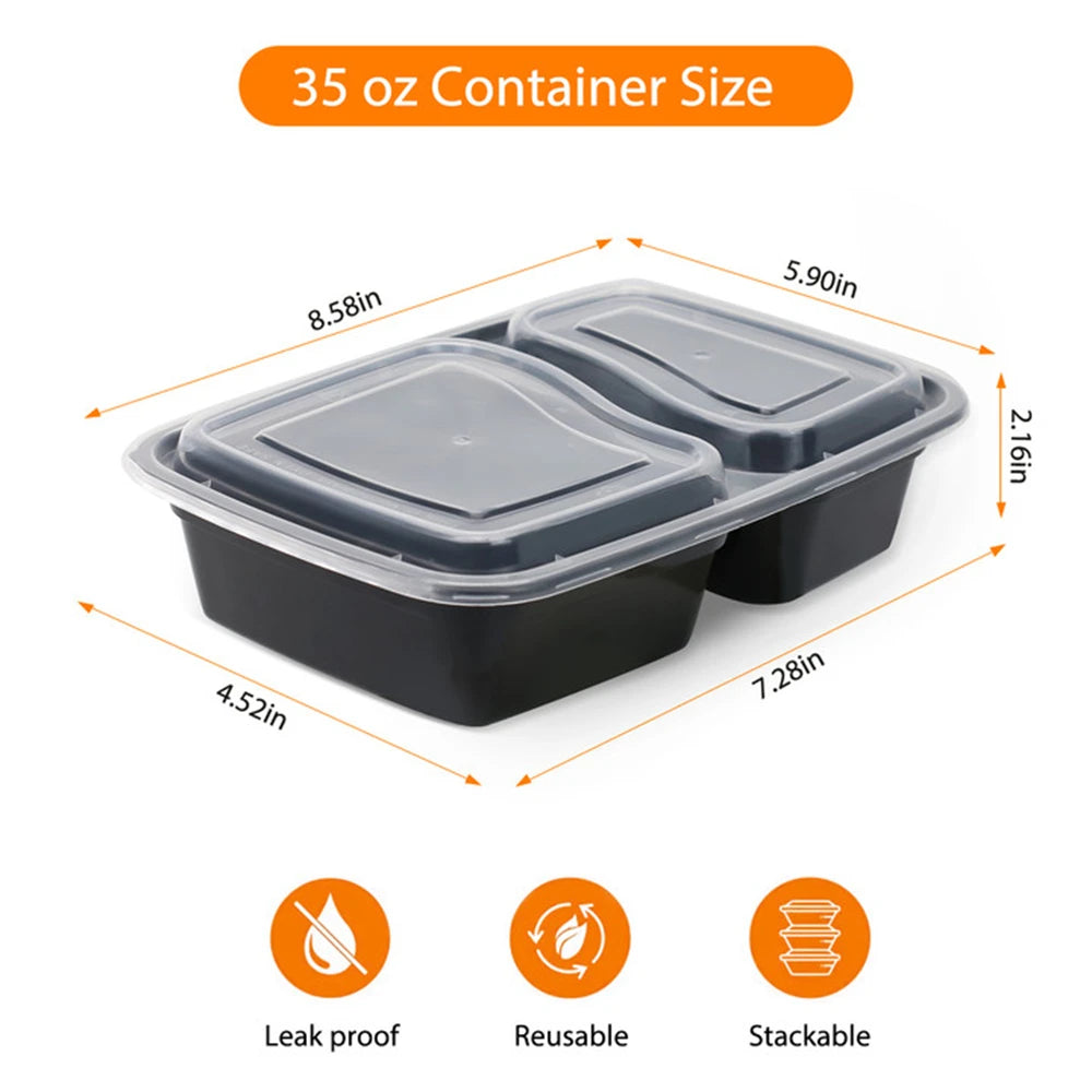 Feature 20Pcs Two Grid Stackable Disposable Lunch Box Microwave Safe