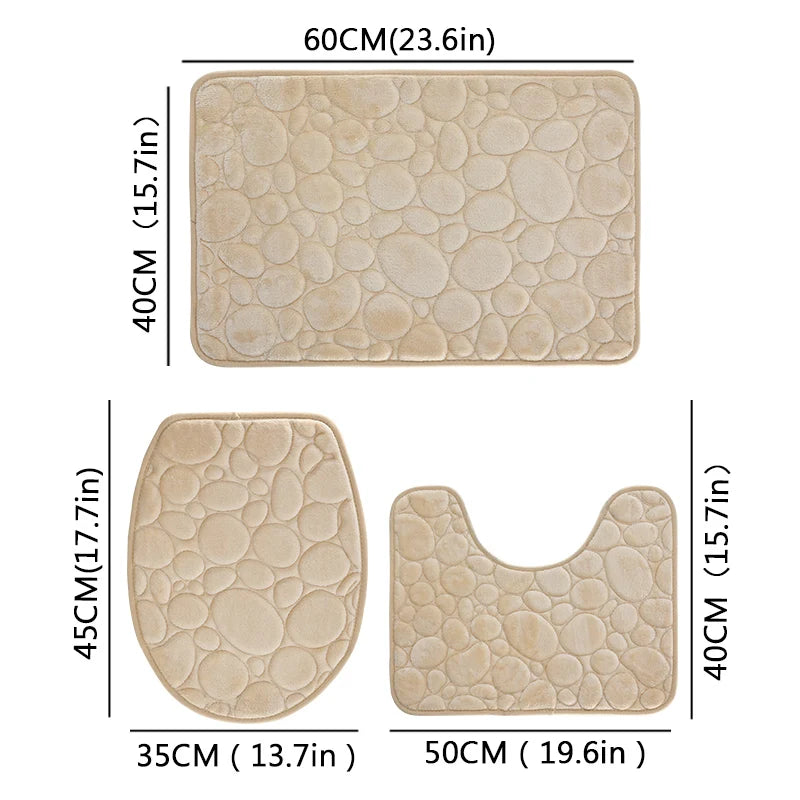 Soft Microfiber Non Slip Stone Bathroom Floor Mat Set