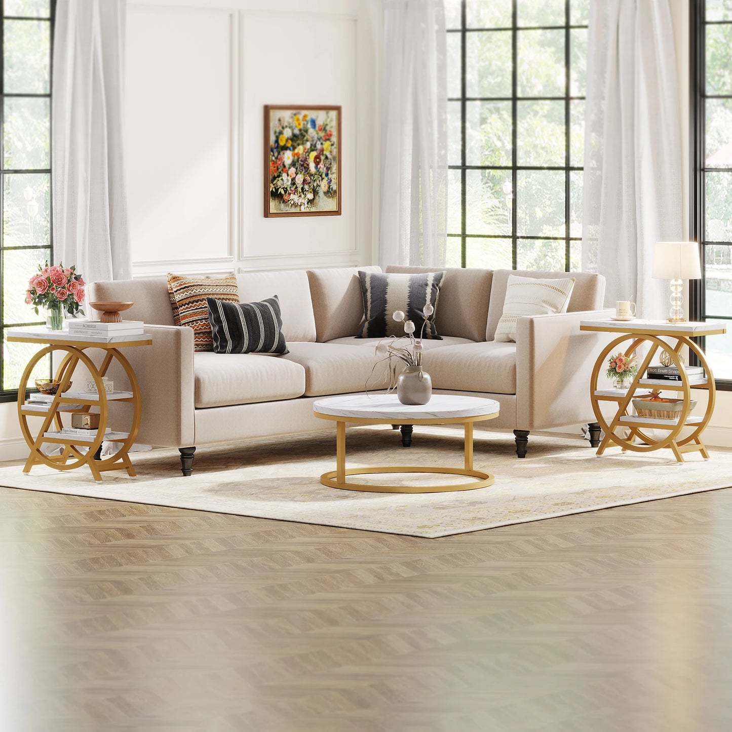 Tribesigns End Table for Living Room 3-Tier with Storage