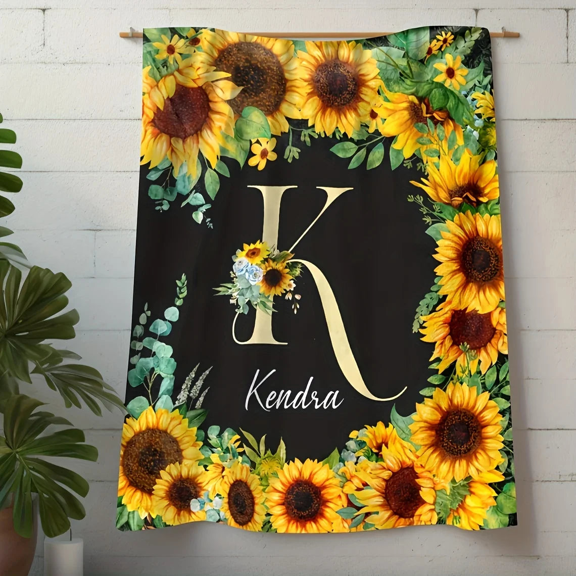 Craft of Weaving Custom Name Sunflower Flannel Blanket