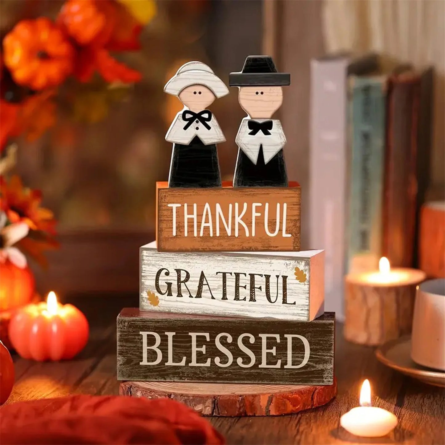 Hign Concerned Thanksgiving Harvest Wooden Pumpkin Table