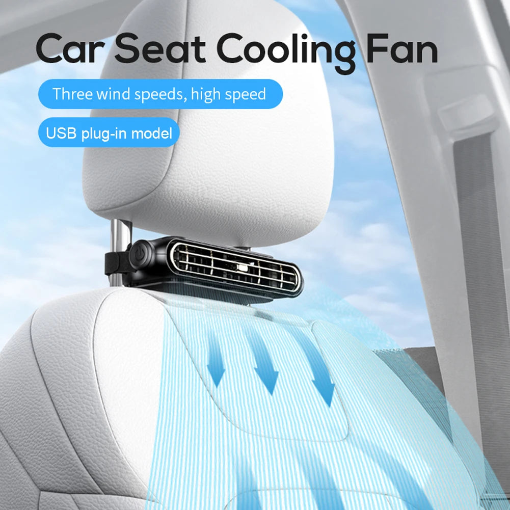 EZHomeEssentials Car Headrest Cooling Fan 3 Speeds 5V 2A