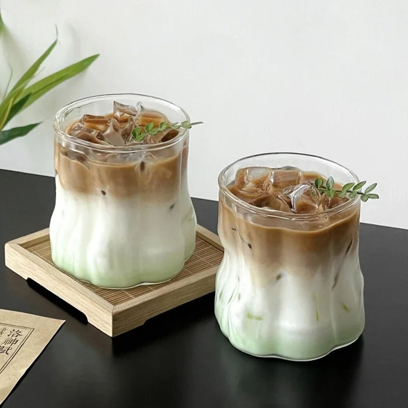 EZHomeEssentials Crystal Glass Aesthetic Cold Coffee Cups