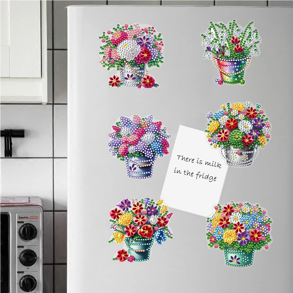 Shunmaii Special Shape Diamond Painting Flower Fridge Magnets Sticker Kit For Refrigerator Diy Decor