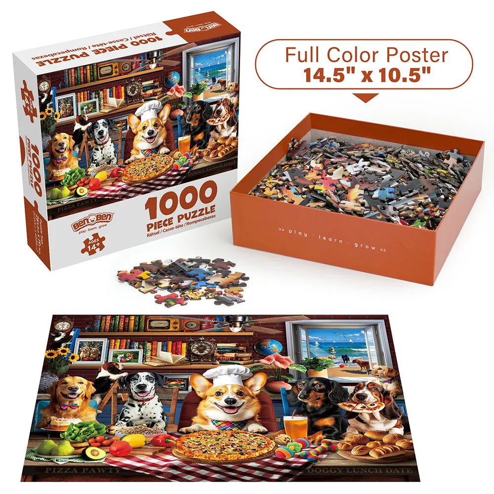 1000 Piece Dog Puzzle With Letters On Back For Adults