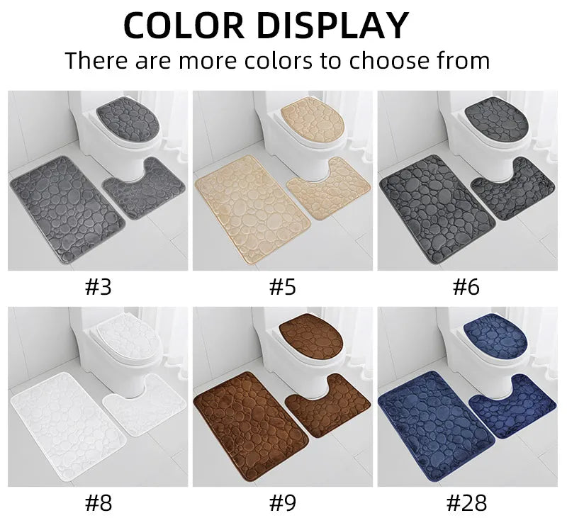 Soft Microfiber Non Slip Stone Bathroom Floor Mat Set