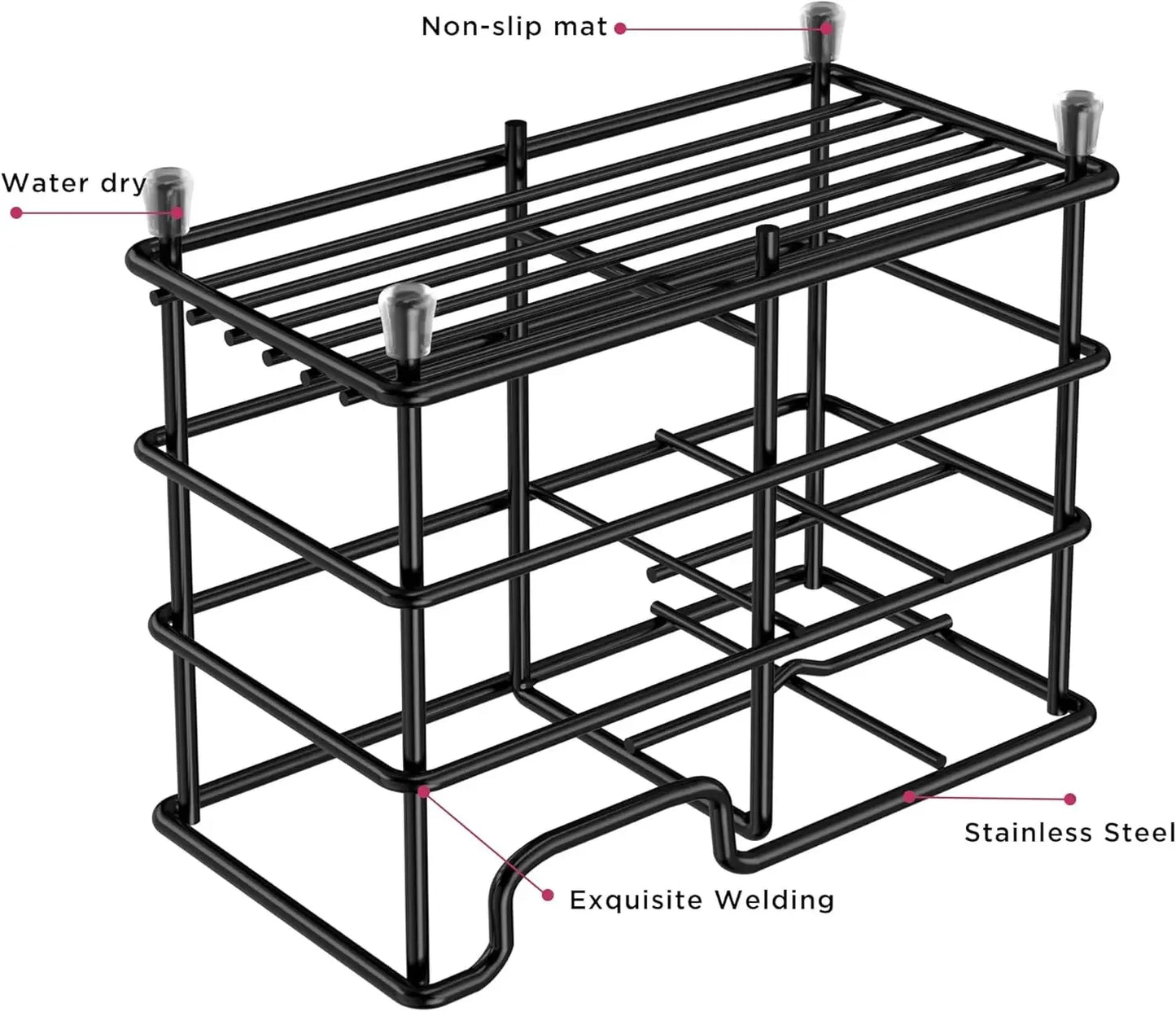 Stainless Steel 4 Slot Toothbrush Holder Bathroom Organizer