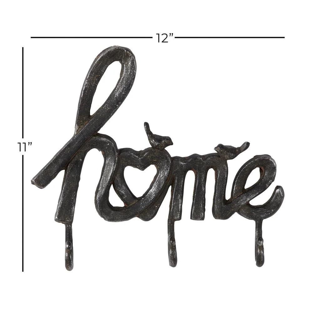 Architectural Interior Metal Wall Hook Decor Bird Silhouettes