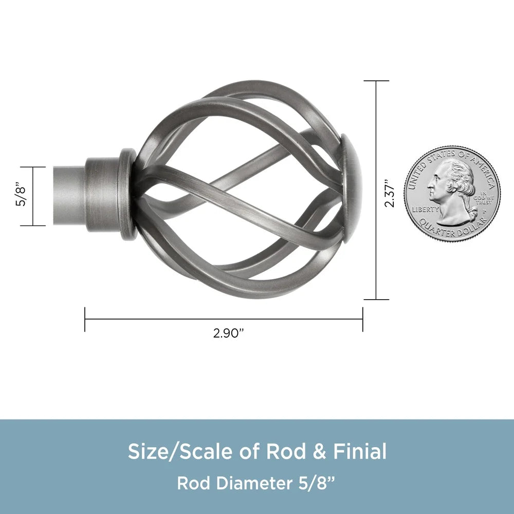 XMSJ Adjustable Steel Curtain Rod Pewter Finish With Finials