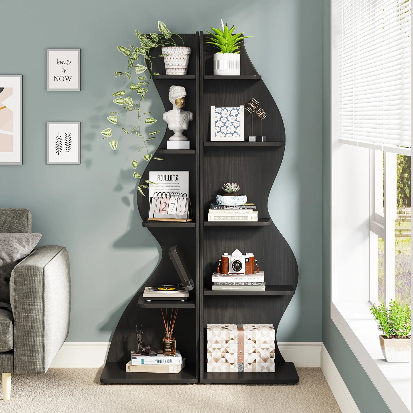 5-Tier Corner Shelf Wall Bookshelf Plant Stand