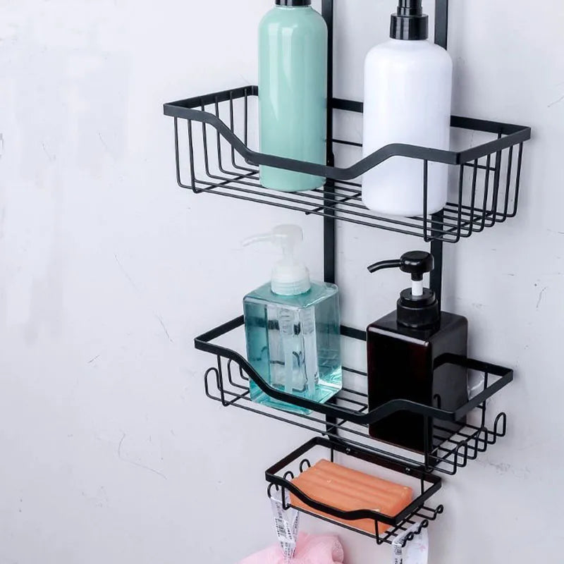 Wall Mounted Bathroom Shelf Third Floor Hanging Shower Head Storage Rack Made of Iron Shampoo Bottle Shower Storage Rack