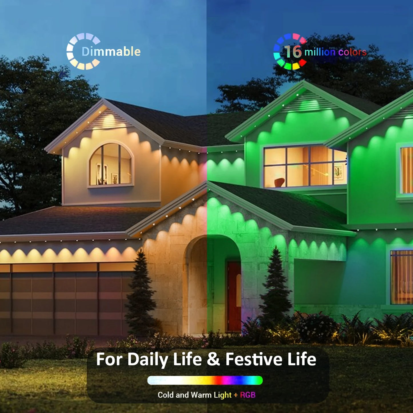 EZHomeEssentials RGB Outdoor LED Lights With App And Remote