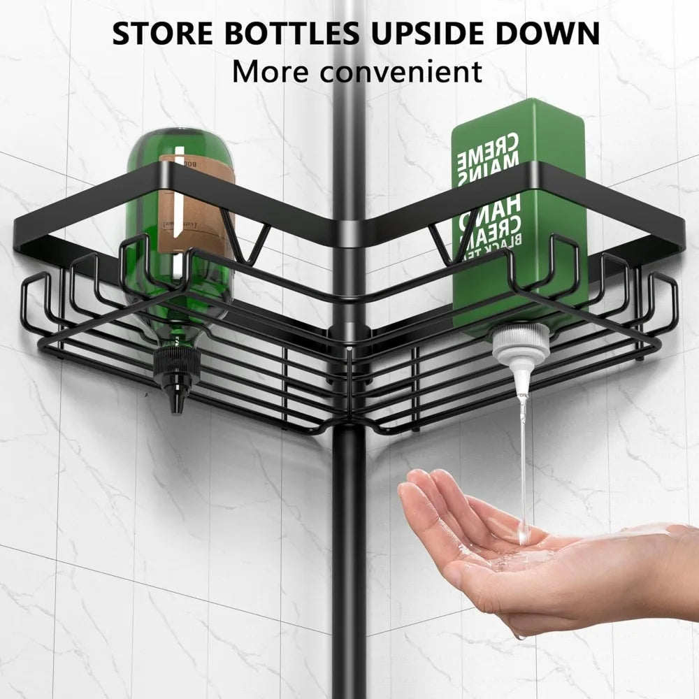 Corner Shower Caddy Tension Pole 4 Tier Stainless Steel