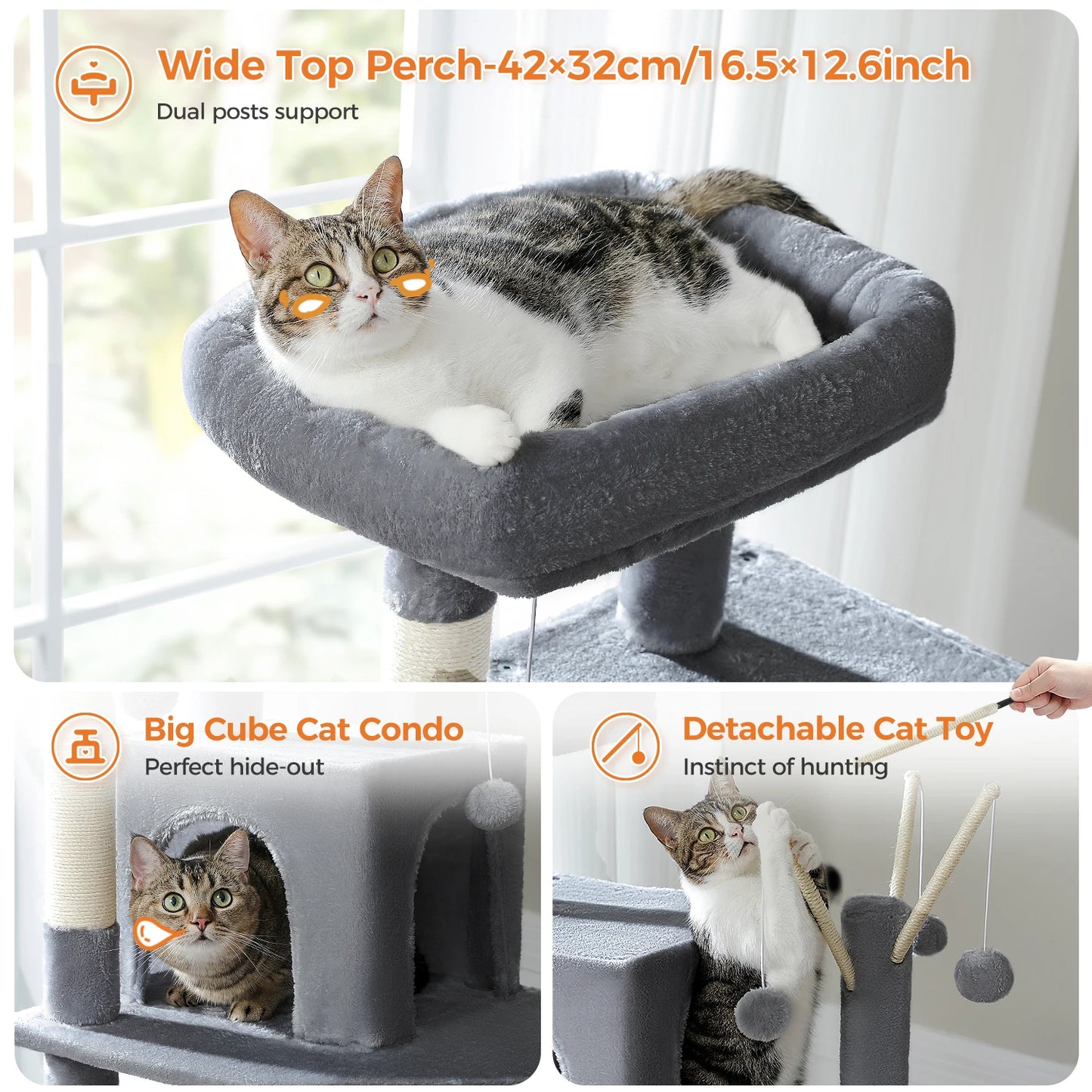 PAWZ Road Five Level Cat Tree Tower With Plush Condo Scratching Posts Boards