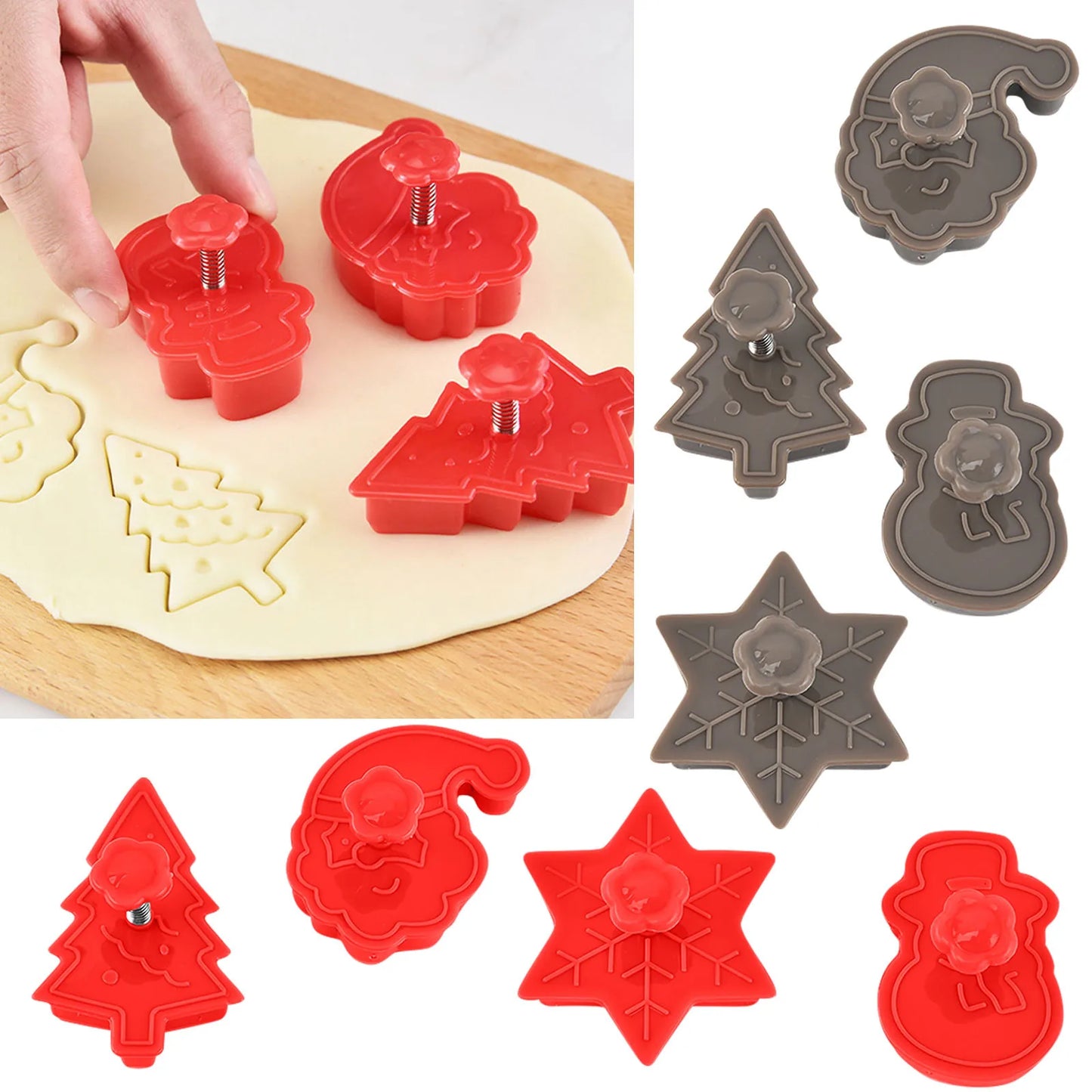 Cookie Tools Christmas 3D Cookie Cutter Set Embossing Molds
