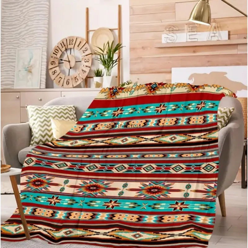 Craft of Weaving Tribal Aztec Blanket Fluffy Cover All Ages