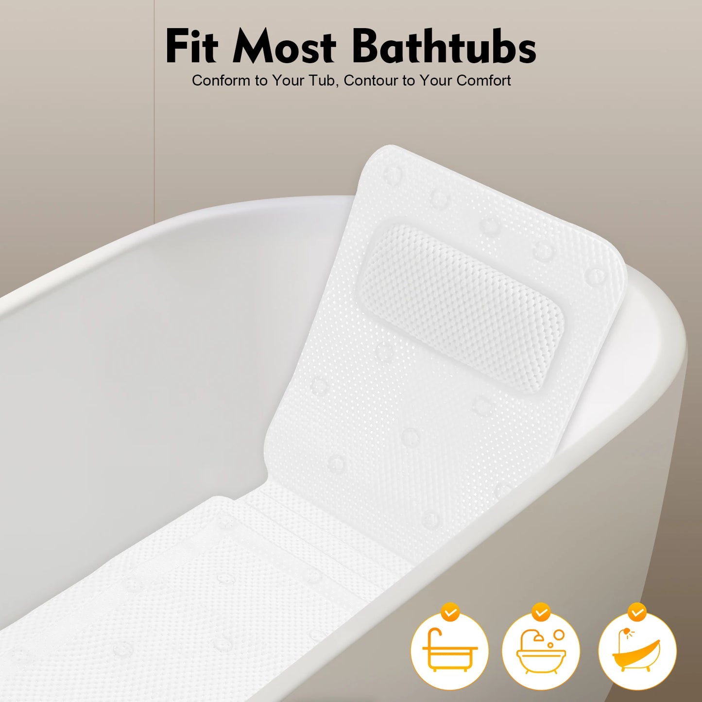 Bathtub Mat With Pillow Foam PVC Bath Cushion For Spa