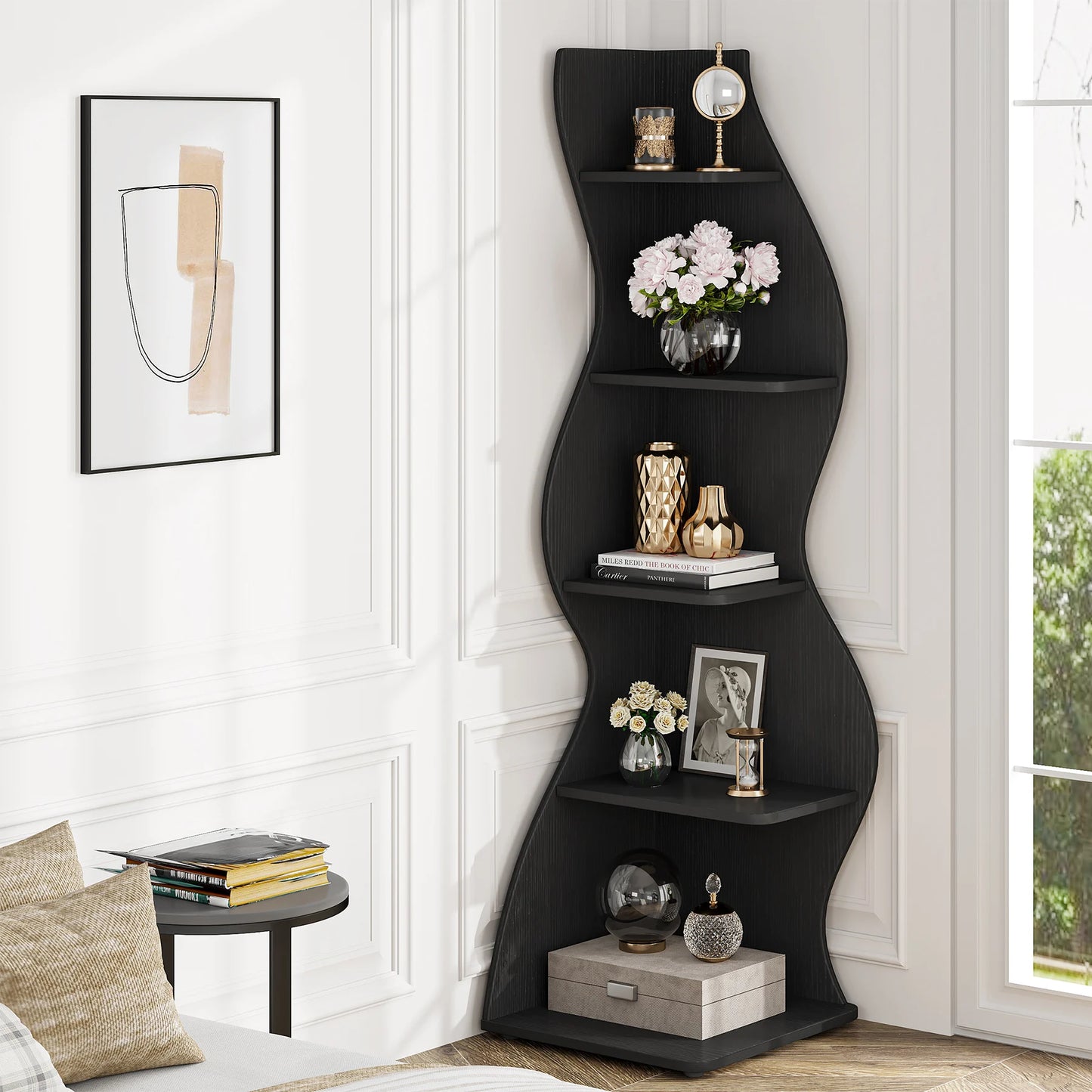 5-Tier Corner Shelf Wall Bookshelf Plant Stand