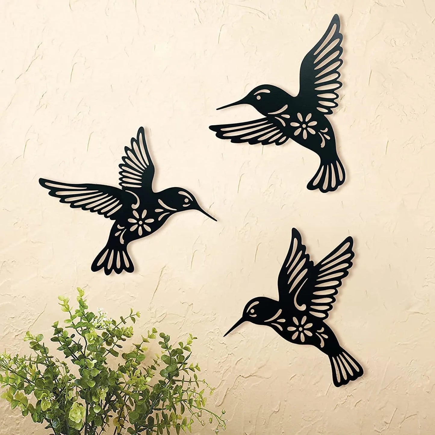 Choice Metal Hummingbird Wall Art Waterproof Iron Bird Decor