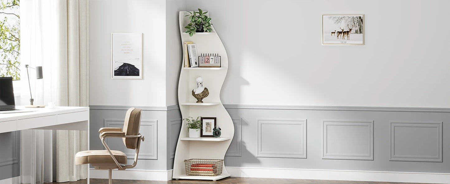 5-Tier Corner Shelf Wall Bookshelf Plant Stand