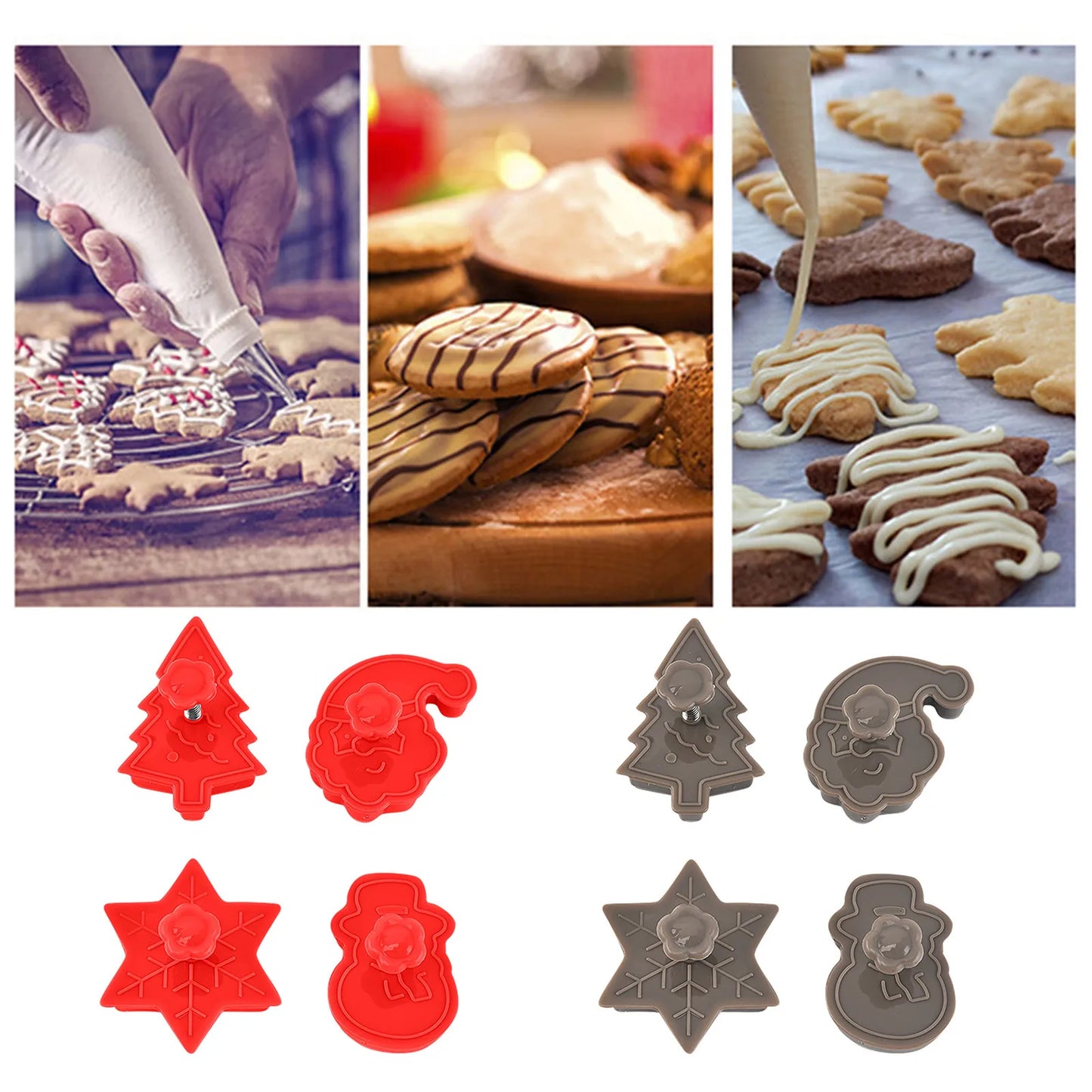 Cookie Tools Christmas 3D Cookie Cutter Set Embossing Molds