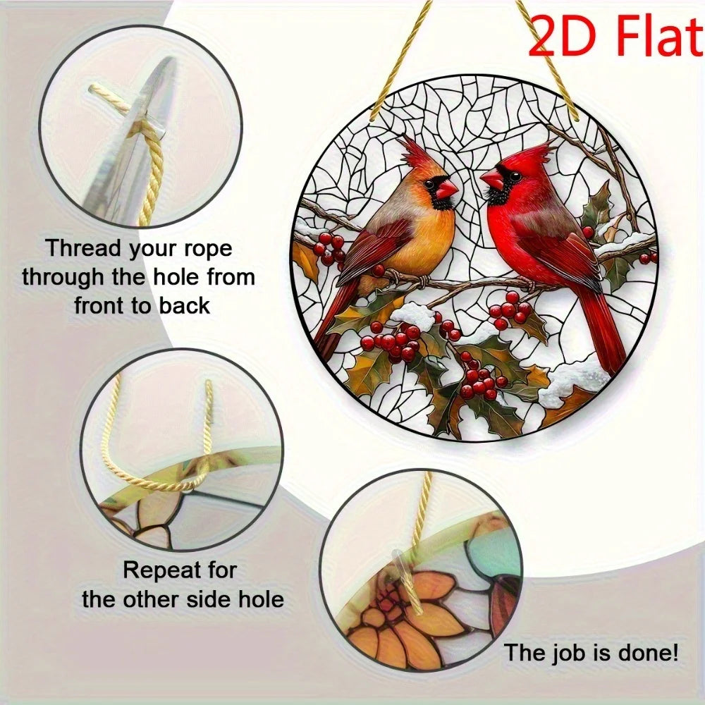 Hign-concerned Bird Themed 2D Acrylic Cardinal Suncatcher