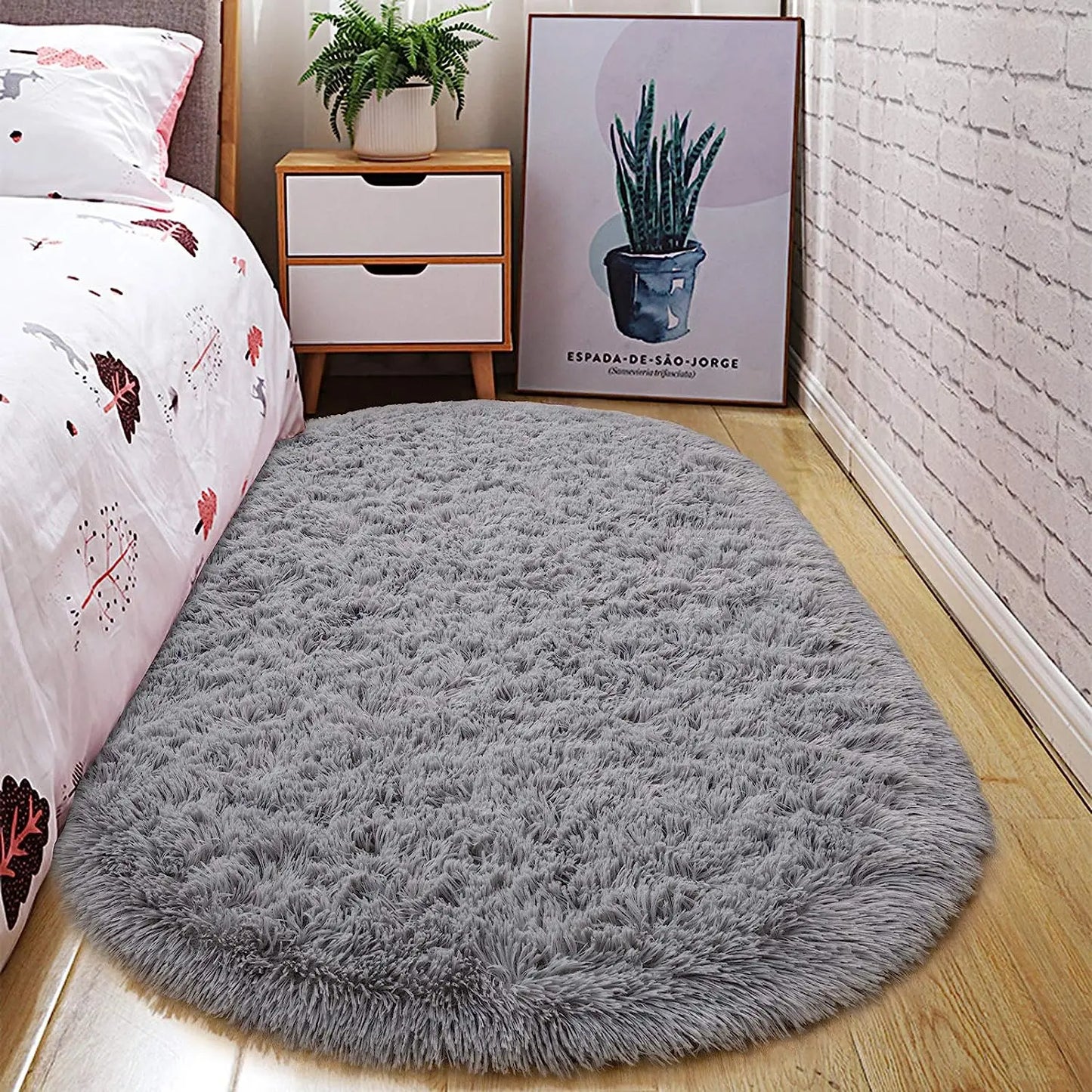 EZHomeEssentials Oval Fluffy Area Rug Plush Shaggy Carpet