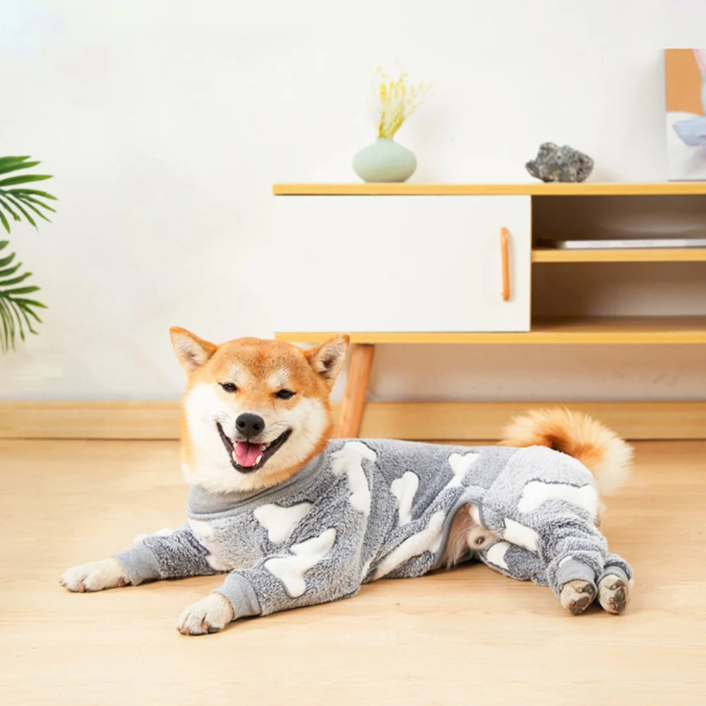 Fleece Dog Jumpsuit Winter Pajamas For Dogs