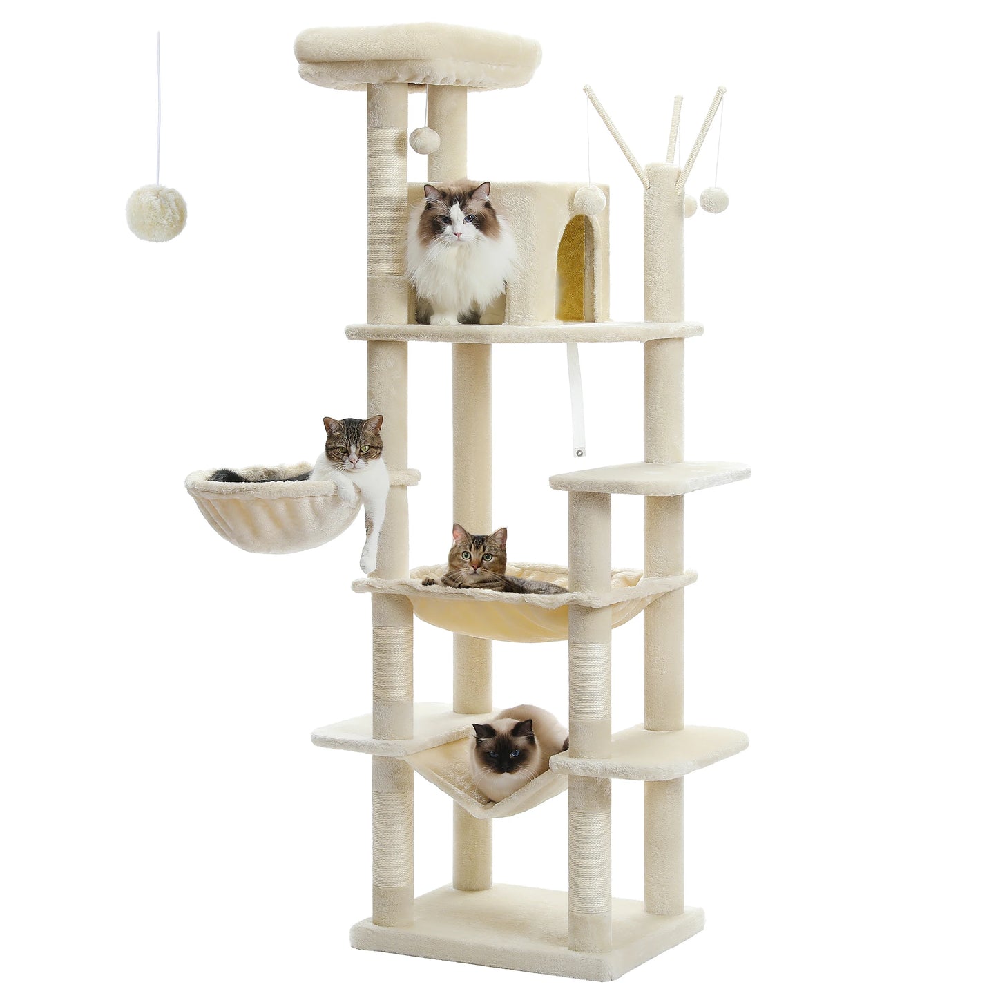 PAWZ Road Five Level Cat Tree Tower With Plush Condo Scratching Posts Boards