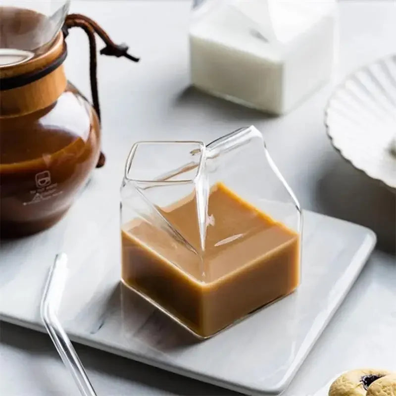 EZHomeEssentials Creative Milk Box Cup Glassware Drinkware
