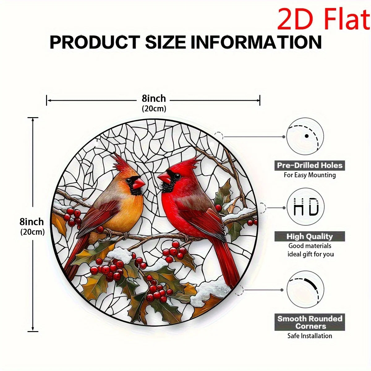 Hign-concerned Bird Themed 2D Acrylic Cardinal Suncatcher