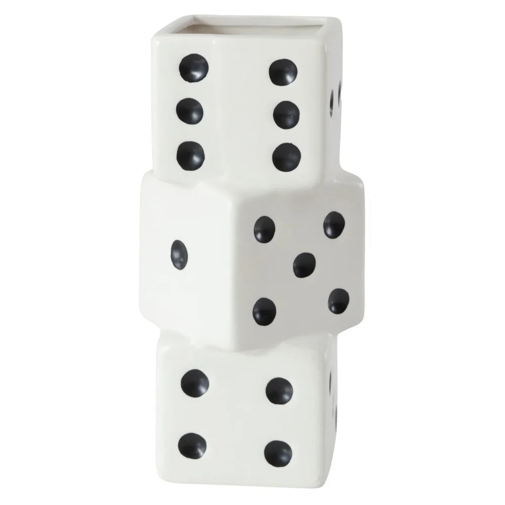 EZHomeEssentials Ceramic Stacked Dice Vase Decor Accent