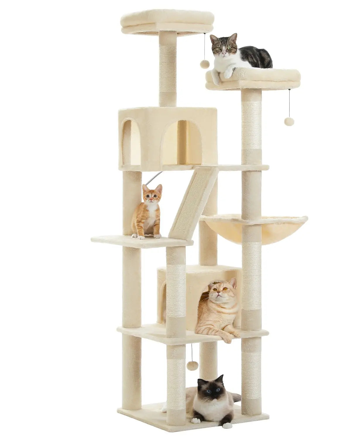PAWZ Road Five Level Cat Tree Tower With Plush Condo Scratching Posts Boards
