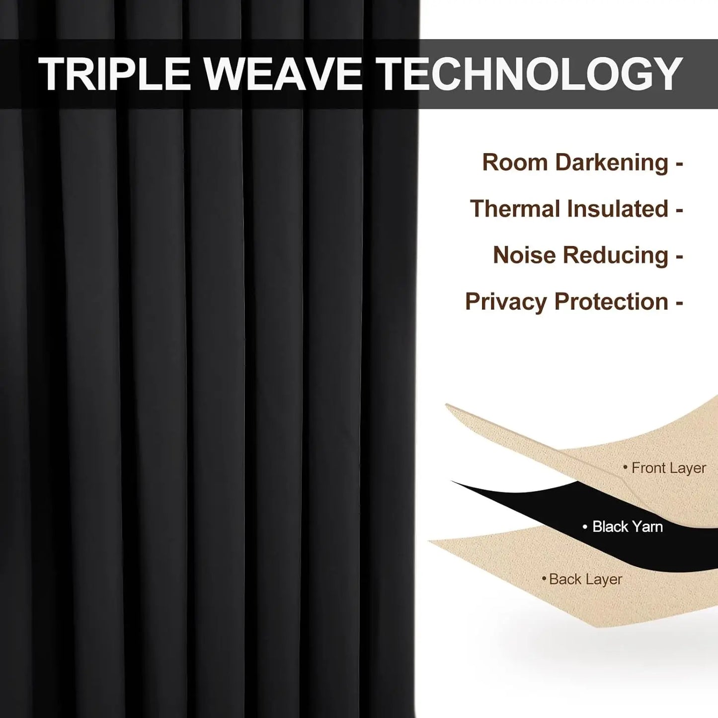 Blackout Room Divider Curtain 2Pc Noise Reduction