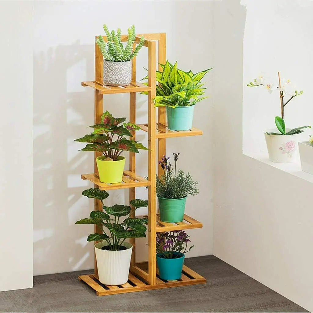 Bamboo 5 Tier Plant Stand Rack Indoor Outdoor