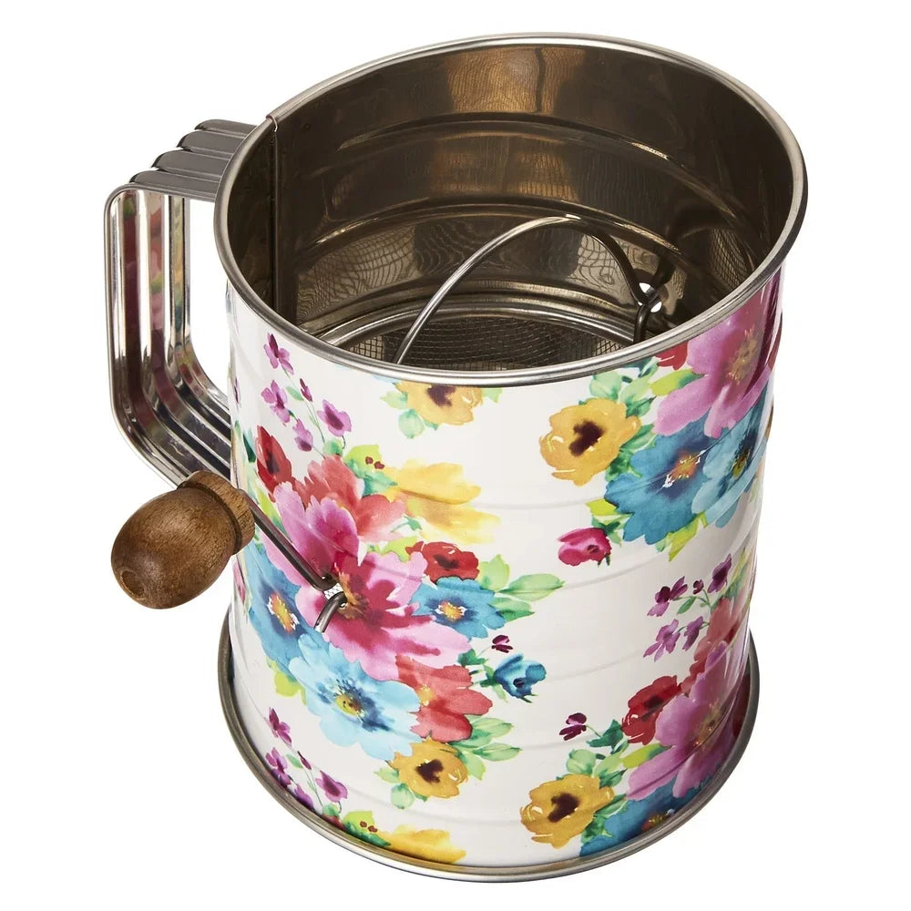 Feature Stainless Steel Three Cup Hand Crank Flour Sifter