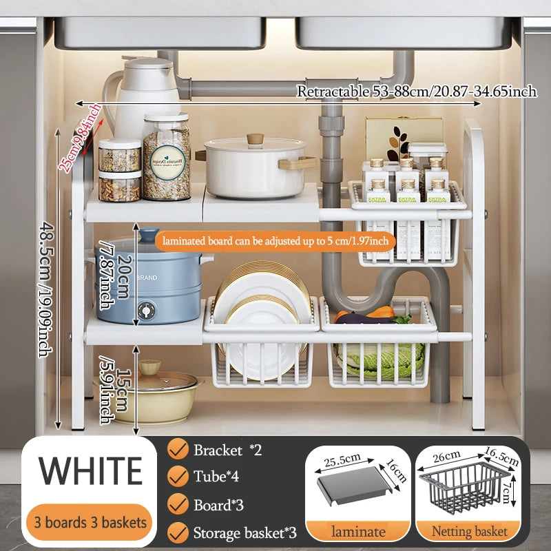 EZHomeEssentials Under Sink Organizer With Baskets