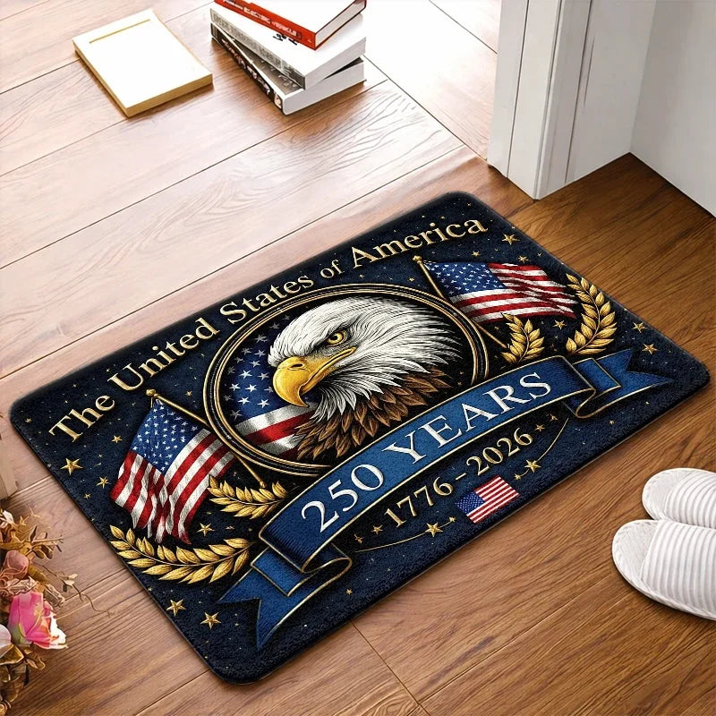 Patriotic USA Doormat American Eagle Flag Non Slip Entrance Rug