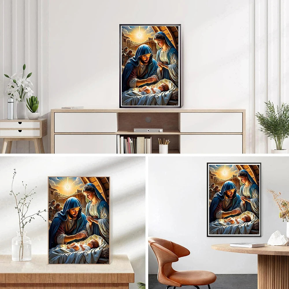 Frame DIY Jesus Diamond Painting Kit Round Full Drill