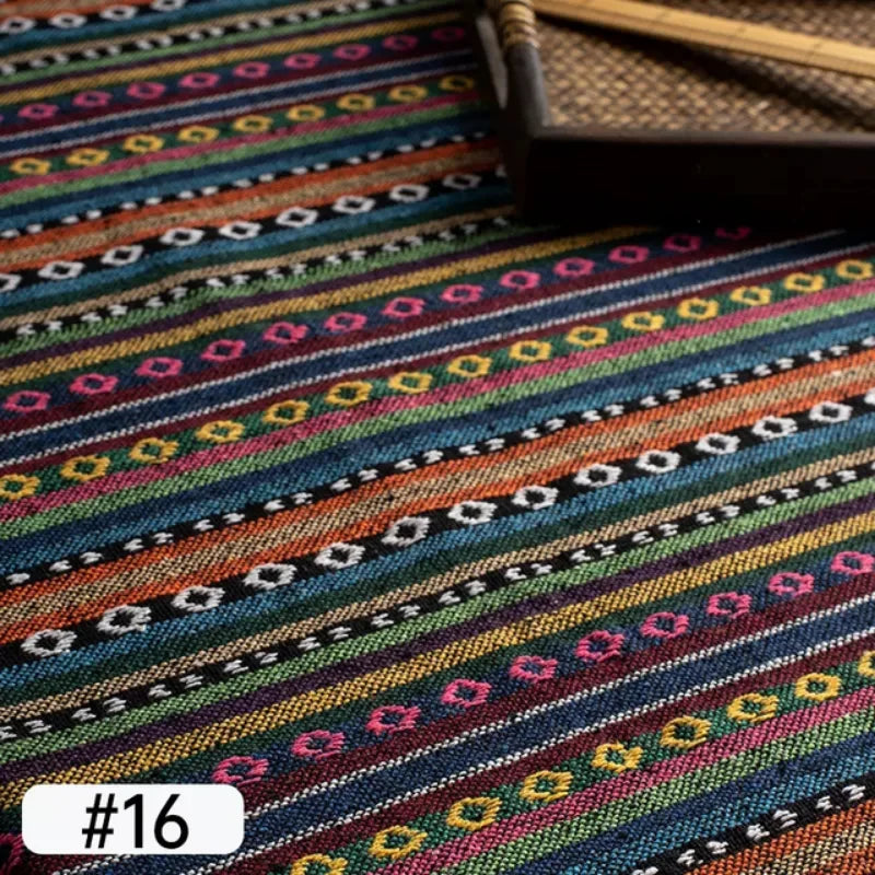 EZHomeEssentials Ethnic Style Cotton Linen Patchwork Fabric