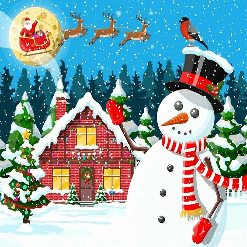 5D DIY Full Round Diamond Painting Xmas Snow Day Kit