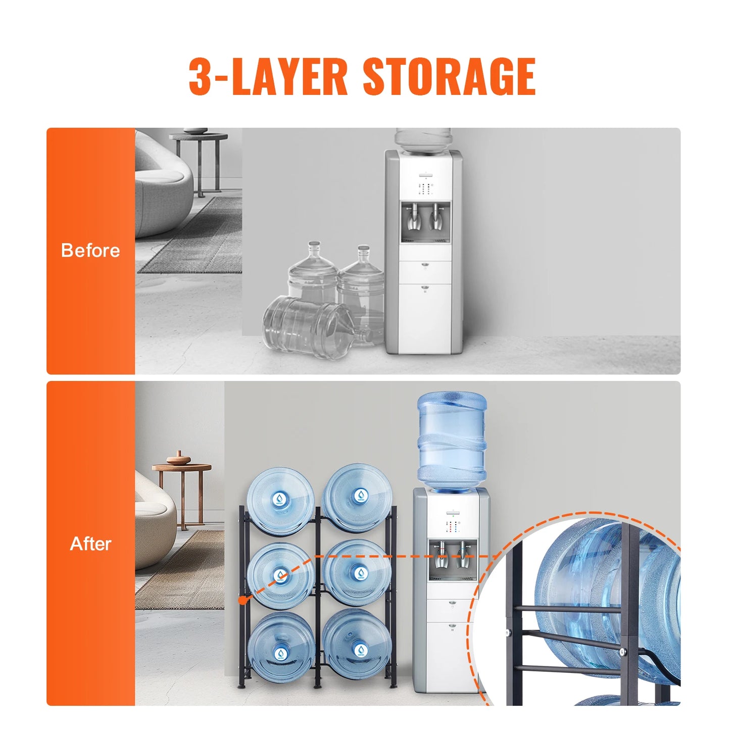EZHomeEssentials 5 Tier Water Jug Holder Rack For Kitchen