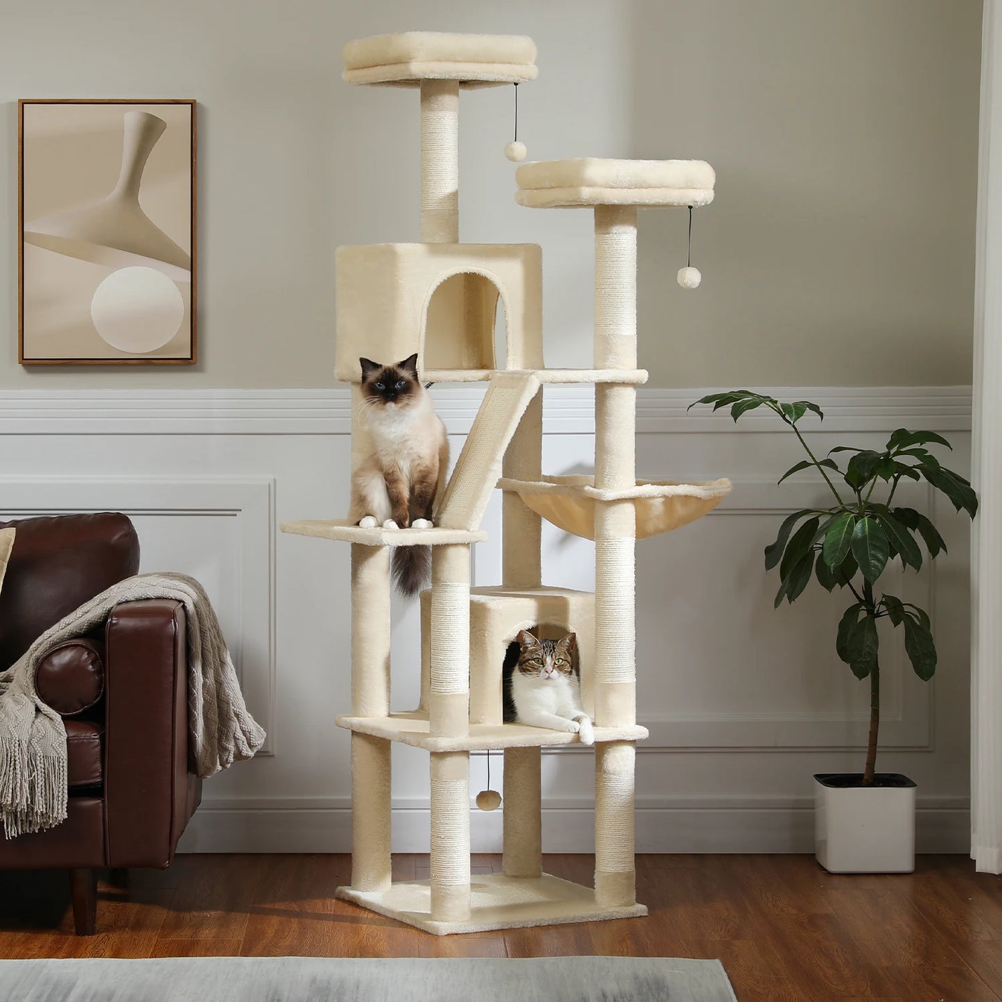 PAWZ Road Five Level Cat Tree Tower With Plush Condo Scratching Posts Boards
