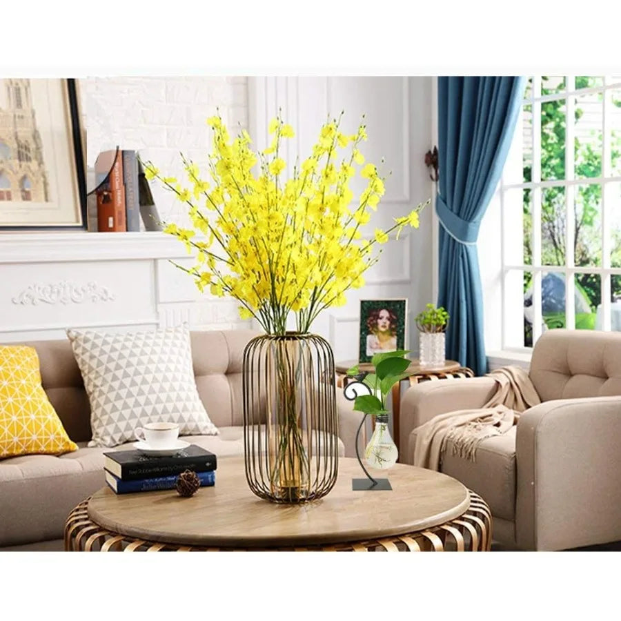 Desktop Glass Planter And Bulb Vase With Holder For Modern Home Terrarium Stand Decor